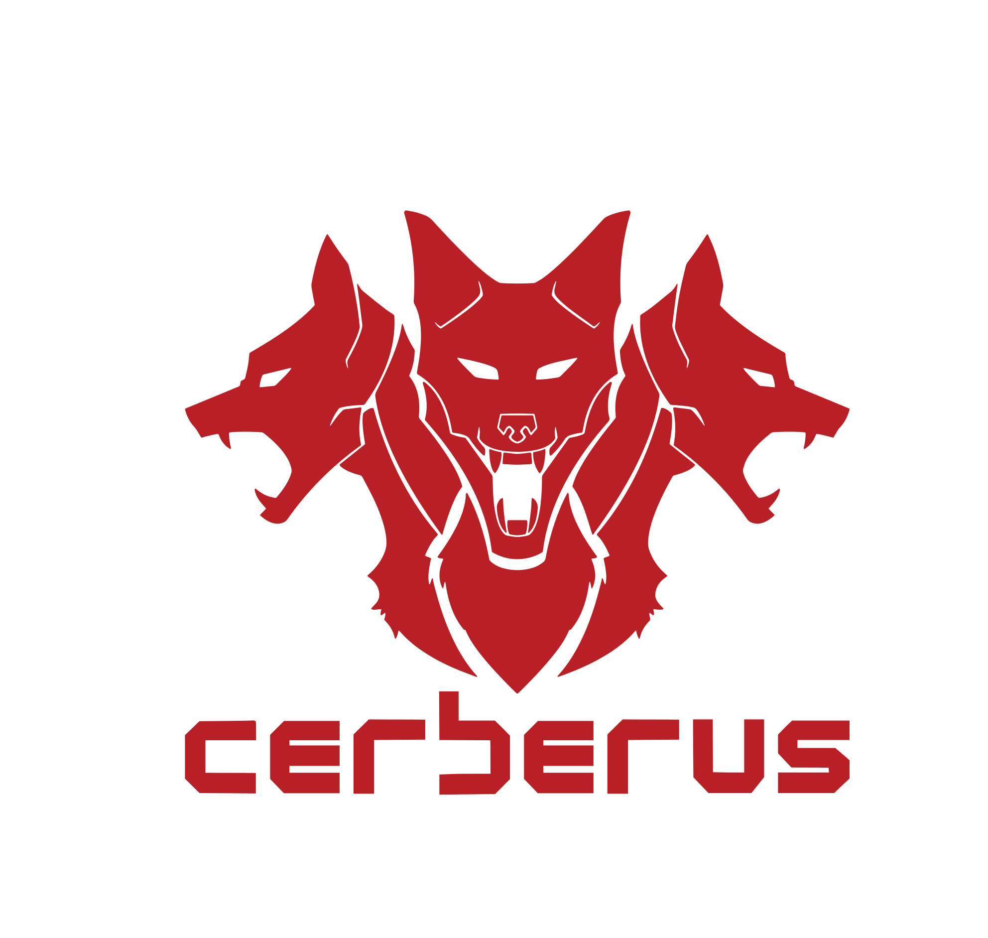 Cerberus Strength Logo, sponsor logo with three dog heads and text Cerberus